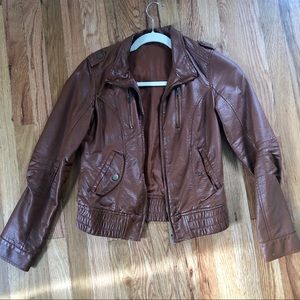 Brown Faux Vegan Leather Jacket